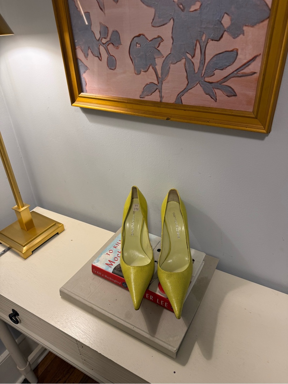Gianmarco Lorenzi Chartreuse Pointed-Toe Leather Pumps Made in Italy 🇮🇹 SZ 39